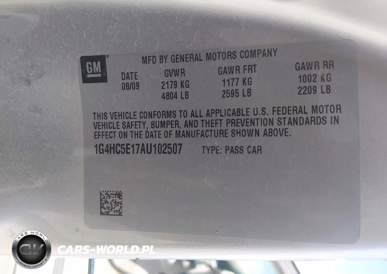 BUICK LUCERNE CX VIN:1G4HC5E17AU102507 - 9