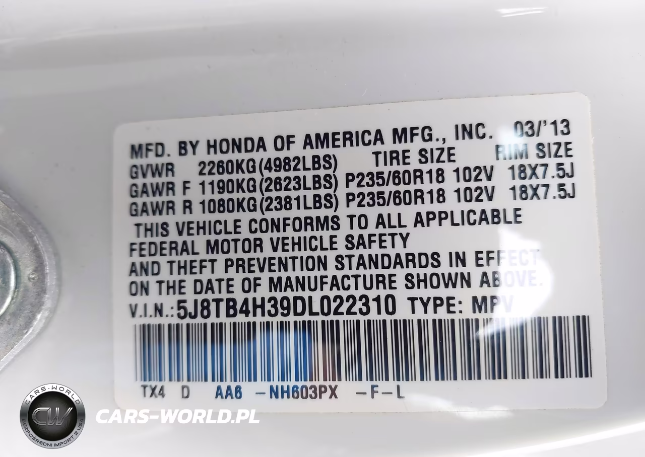 2013 Acura Rdx VIN:5J8TB4H39DL022310 - 9