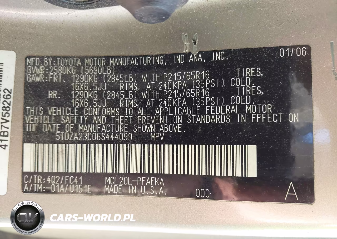 2006 Toyota Sienna Le VIN:5TDZA23C06S444099 - 9