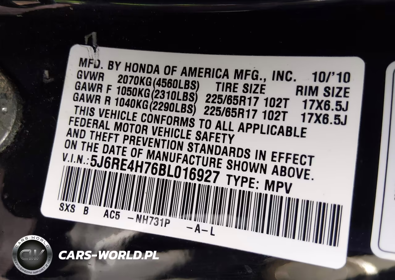 2011 Honda Cr-V Ex-L VIN:5J6RE4H76BL016927 - 9