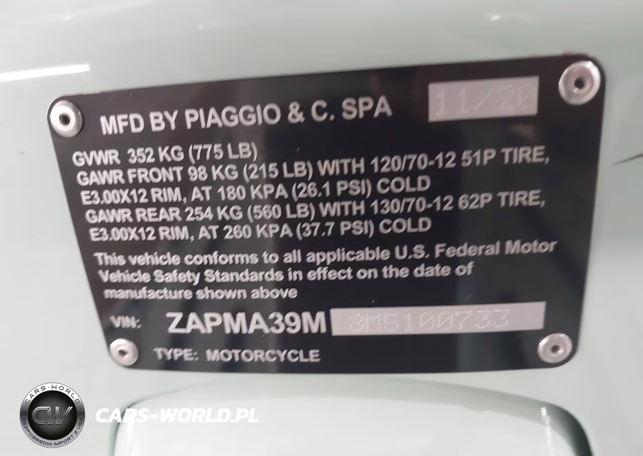 2021 Piaggio Vespa VIN:ZAPMA39M8M5100733 - 10
