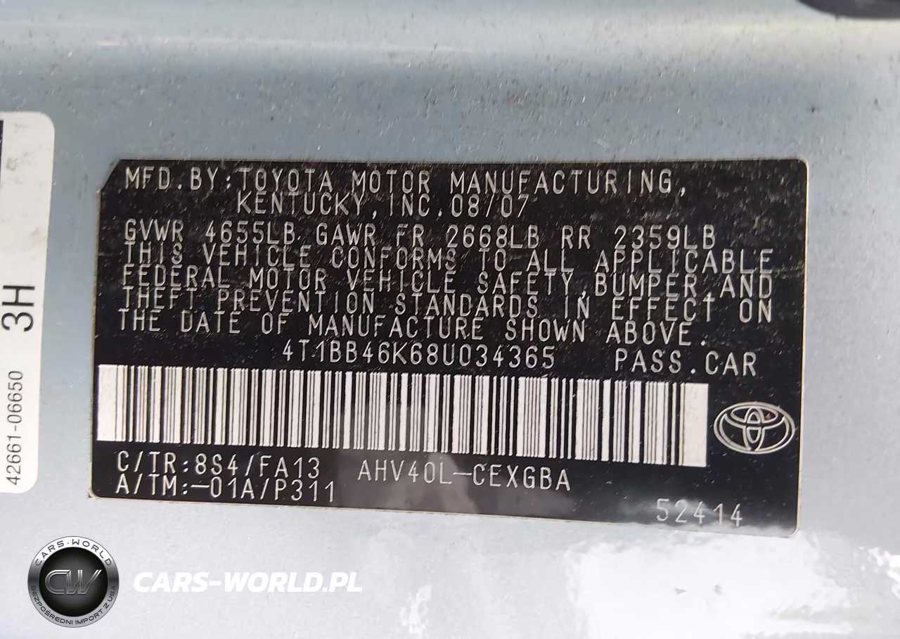 2008 Toyota Camry Hybrid VIN:4T1BB46K68U034365 - 9