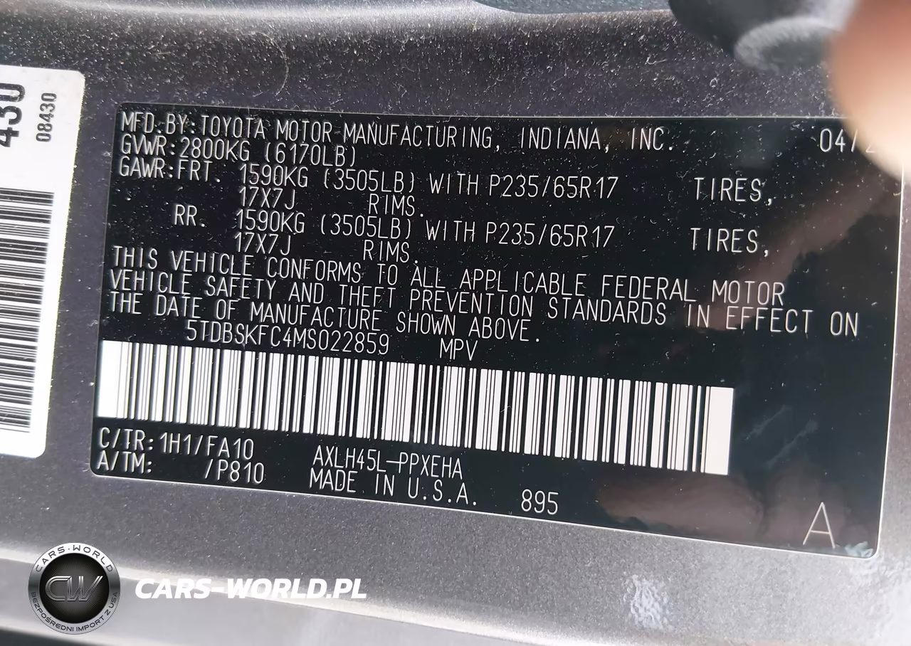 2021 Toyota Sienna Le VIN:5TDBSKFC4MS022859 - 9