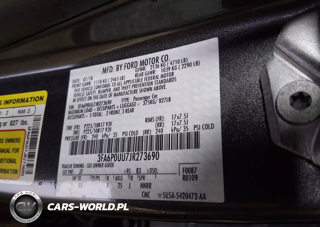 2018 Ford Fusion Hybrid S VIN:3FA6P0UU7JR273690 - 9