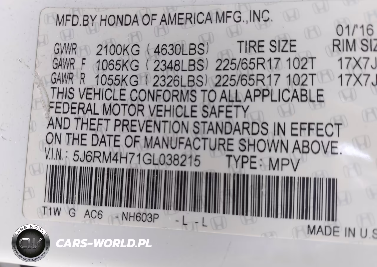 2016 Honda Cr-V Ex-L VIN:5J6RM4H71GL038215 - 9