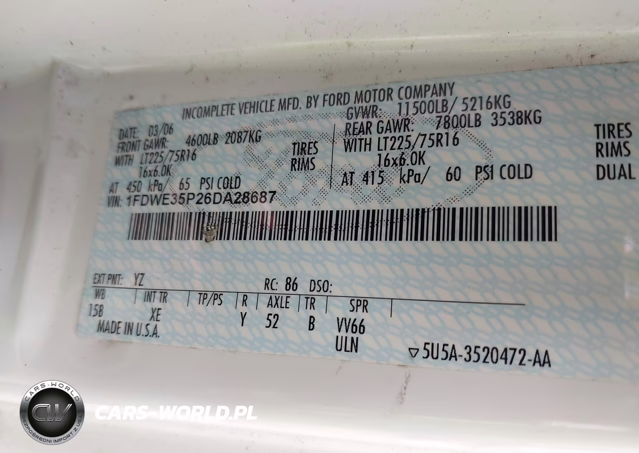 2006 Ford E-350 Cutaway VIN:1FDWE35P26DA28687 - 8