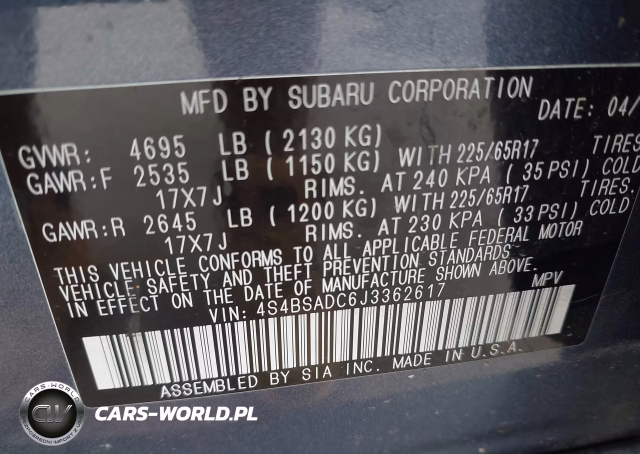2018 Subaru Outback 2.5I Premium VIN:4S4BSADC6J3362617 - 9