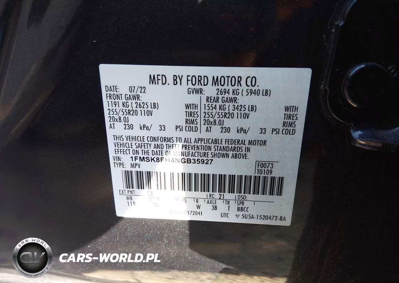 2022 Ford Explorer Limited VIN:1FMSK8FH4NGB35927 - 9