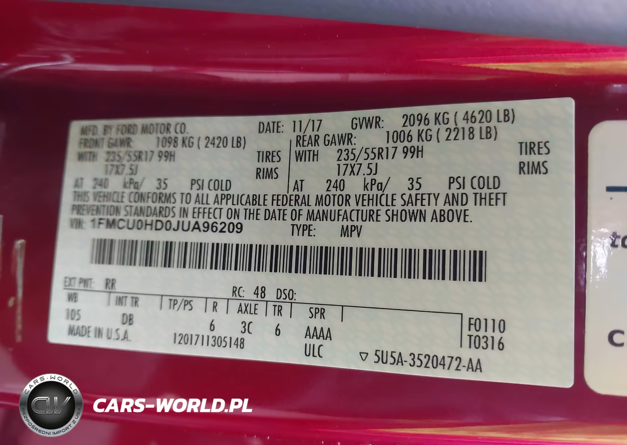 2018 Ford Escape Sel VIN:1FMCU0HD0JUA96209 - 9