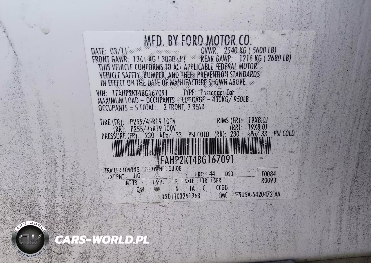 2011 Ford Taurus Sho VIN:1FAHP2KT4BG167091 - 9