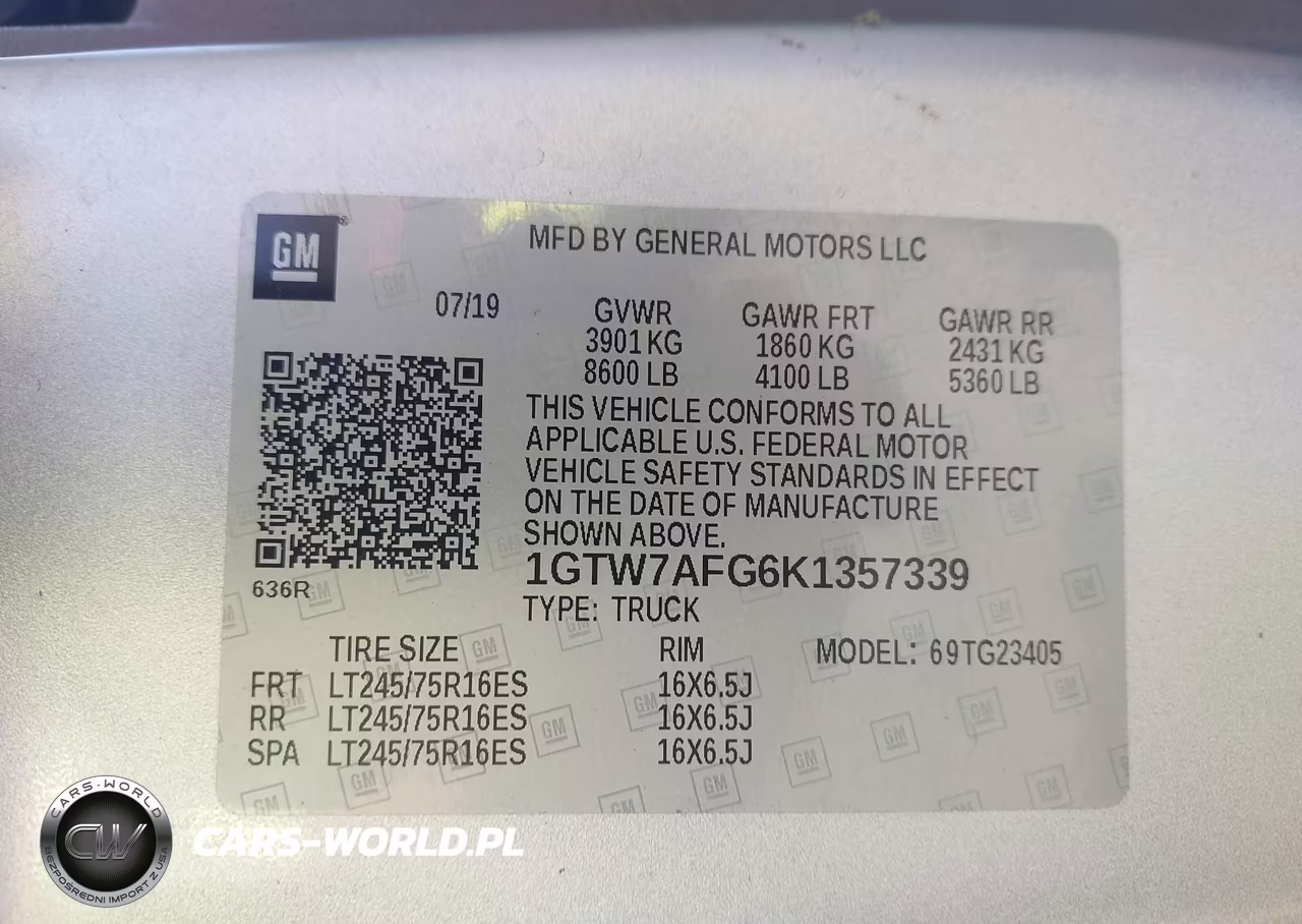 2019 GMC Savana 2500 Work Van VIN:1GTW7AFG6K1357339 - 9