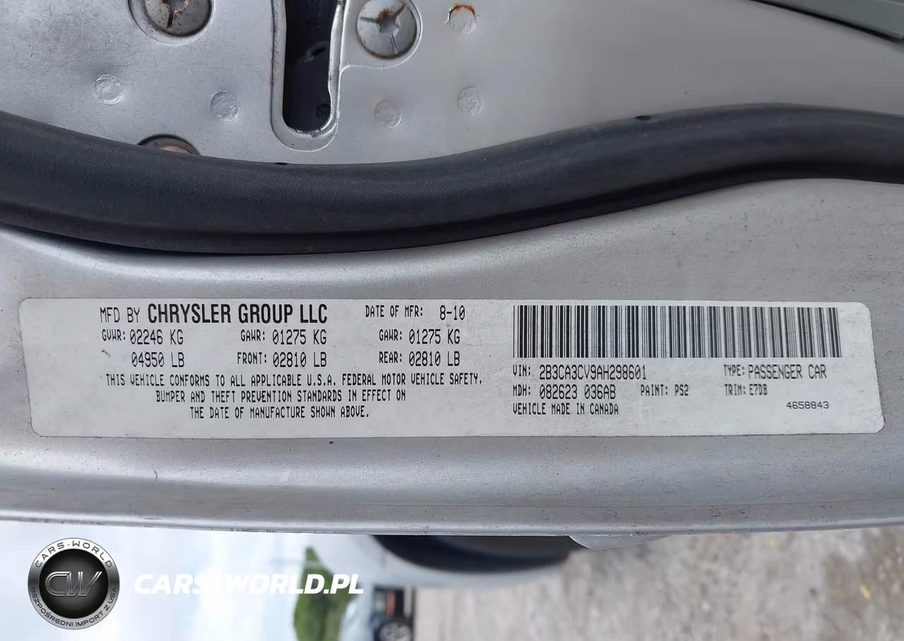 2010 Dodge Charger Sxt VIN:2B3CA3CV9AH298601 - 9