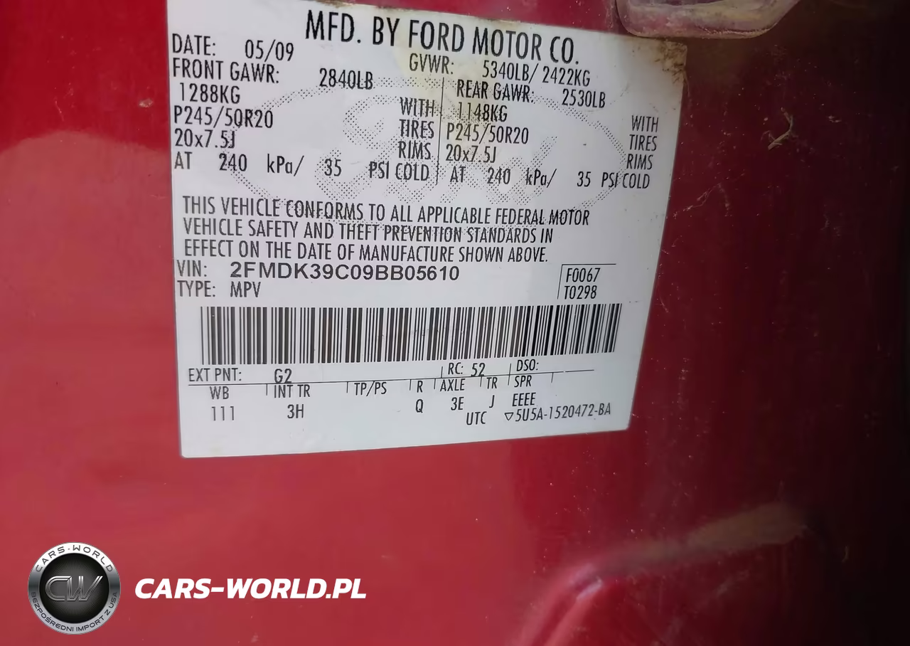 2009 Ford Edge Limited VIN:2FMDK39C09BB05610 - 9