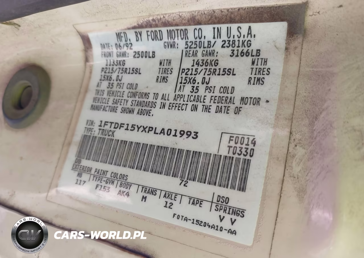 1993 Ford F150 VIN:1FTDF15YXPLA01993 - 9