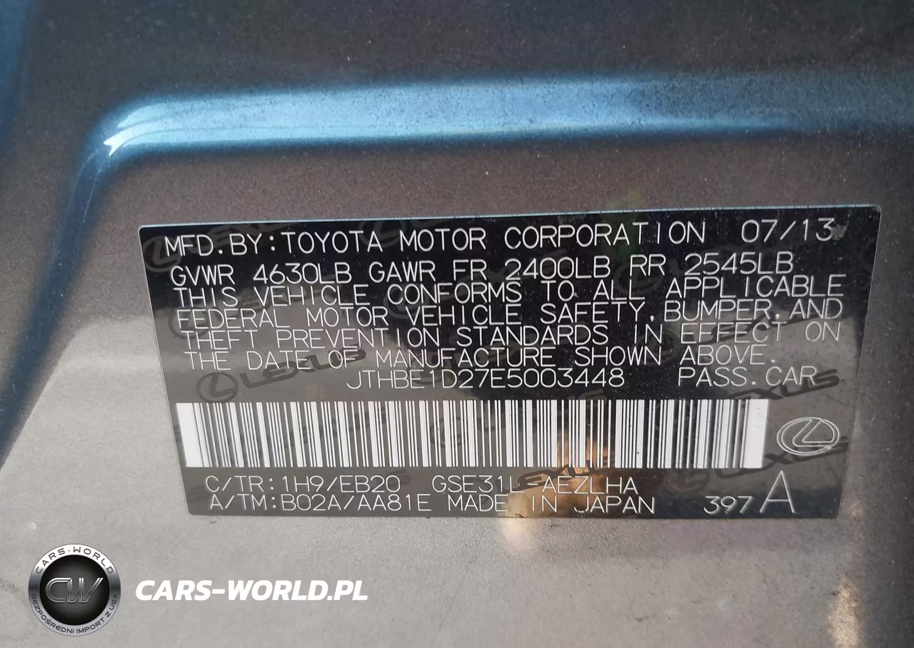 2014 Lexus Is 350 VIN:JTHBE1D27E5003448 - 9