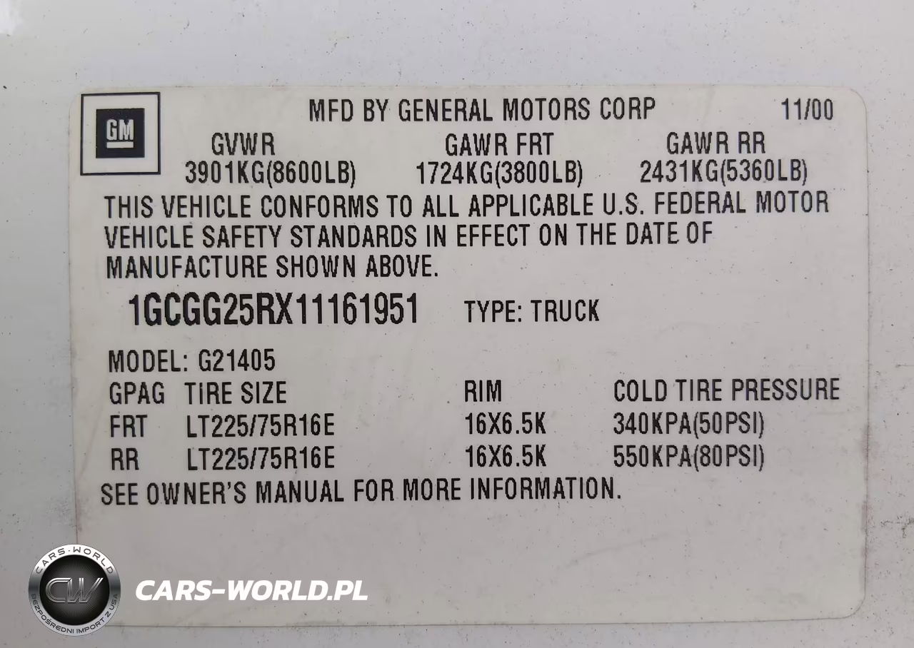 2001 Chevrolet Express VIN:1GCGG25RX11161951 - 4