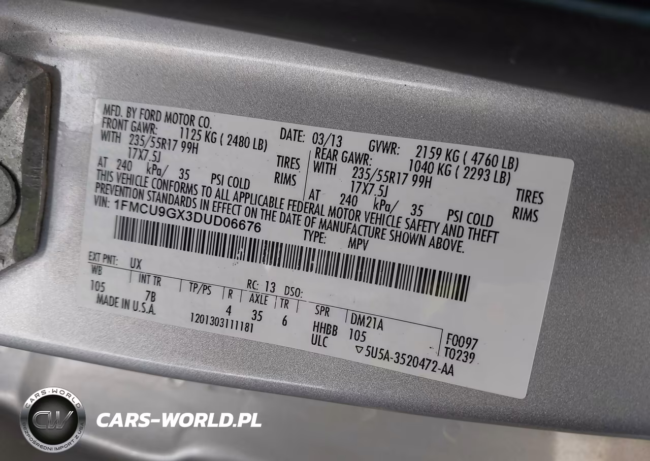 2013 Ford Escape Se VIN:1FMCU9GX3DUD06676 - 9