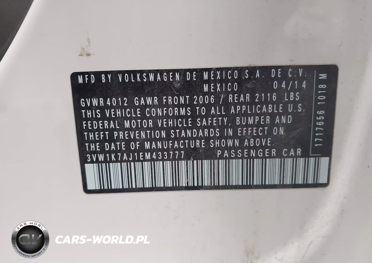 2014 Volkswagen Jetta 2.0L S VIN:3VW1K7AJ1EM433777 - 9