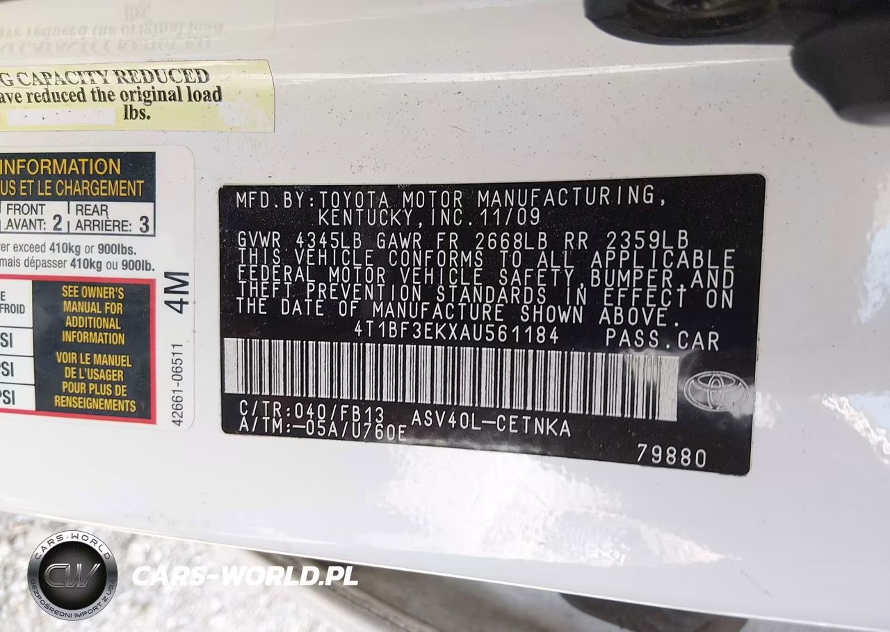 2010 Toyota Camry VIN:4T1BF3EKXAU561184 - 9