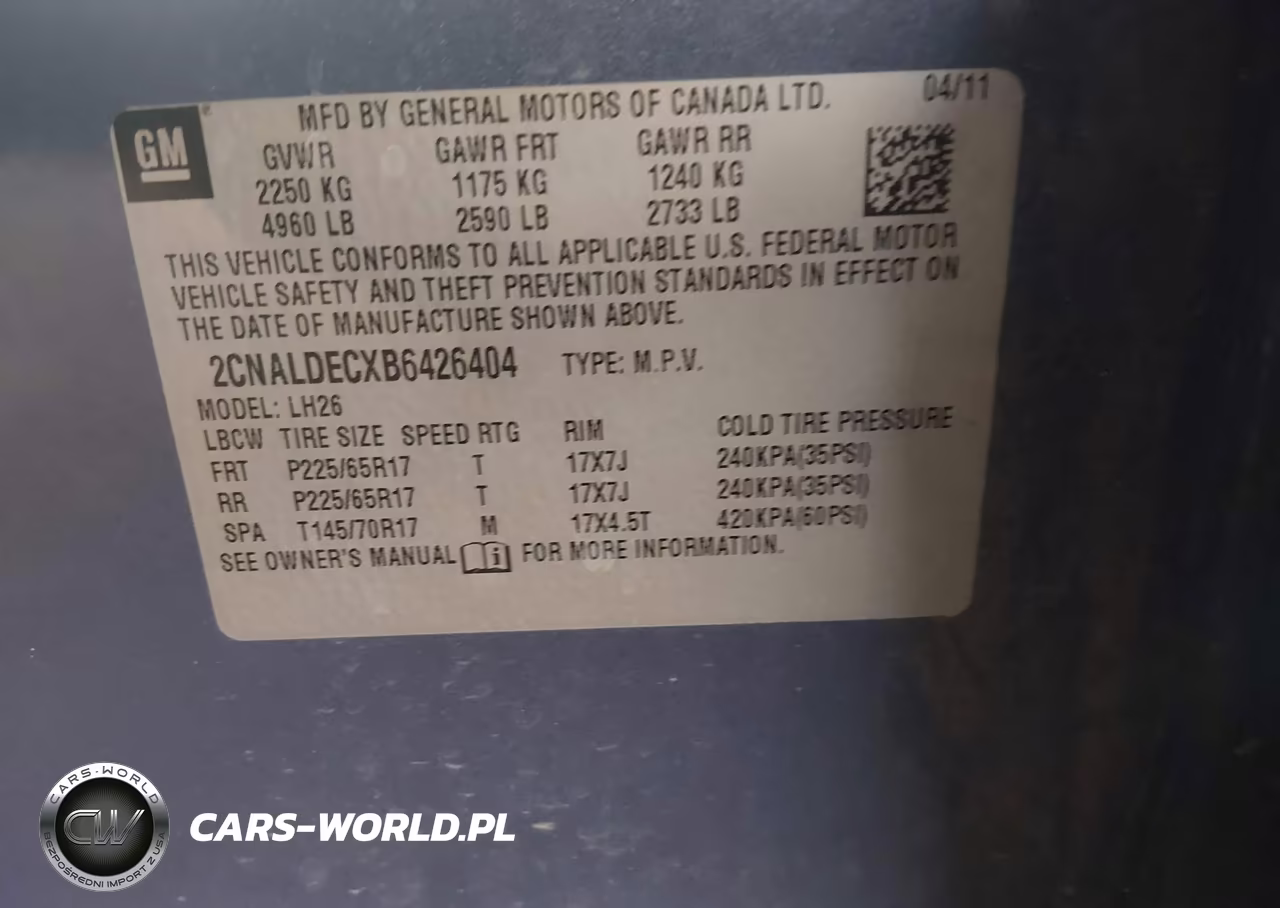 2011 Chevrolet Equinox 1Lt VIN:2CNALDECXB6426404 - 9