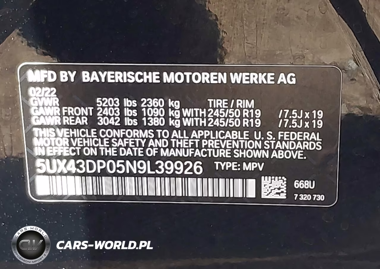 2022 BMW X3 Sdrive30I VIN:5UX43DP05N9L39926 - 9
