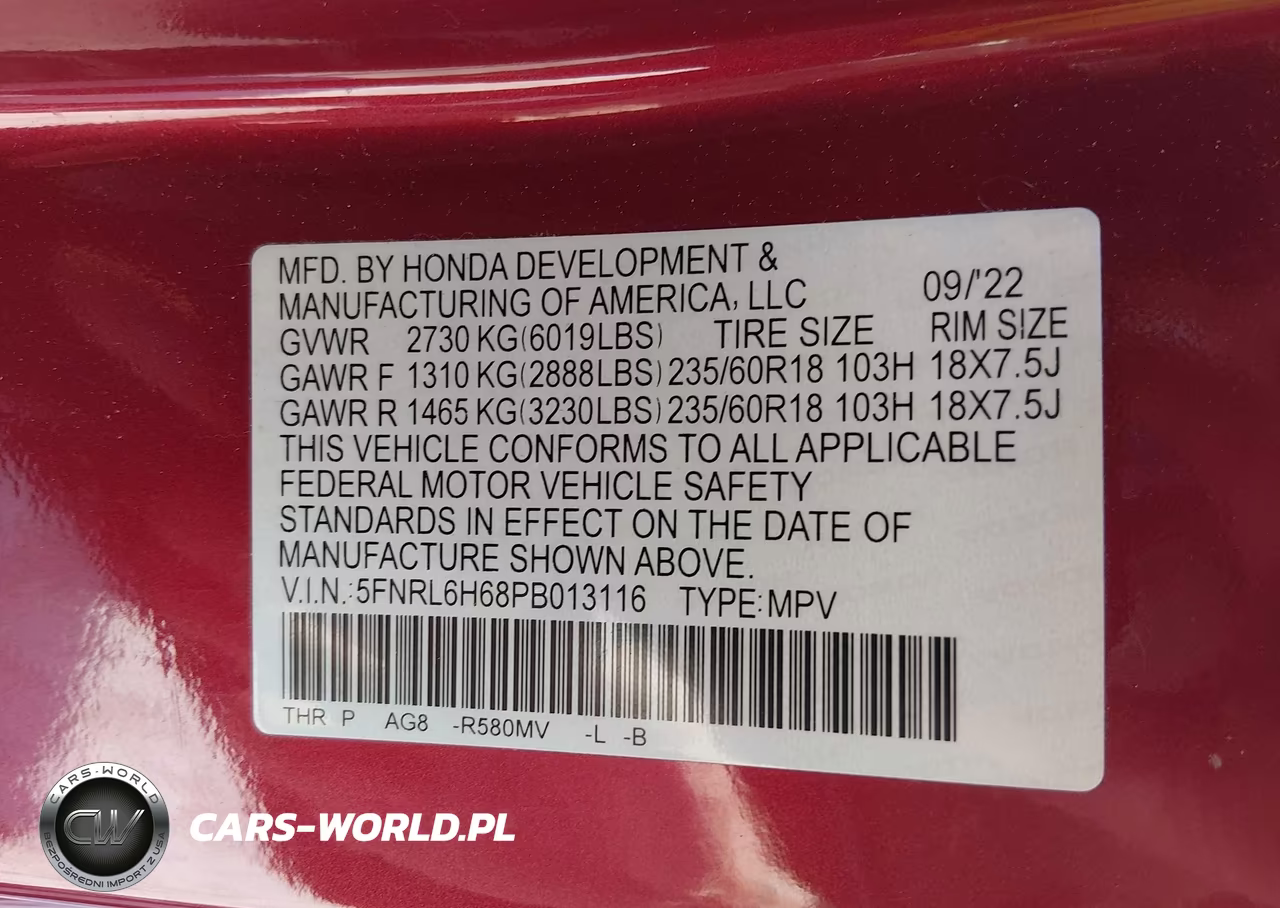 2023 Honda Odyssey Ex-L VIN:5FNRL6H68PB013116 - 9