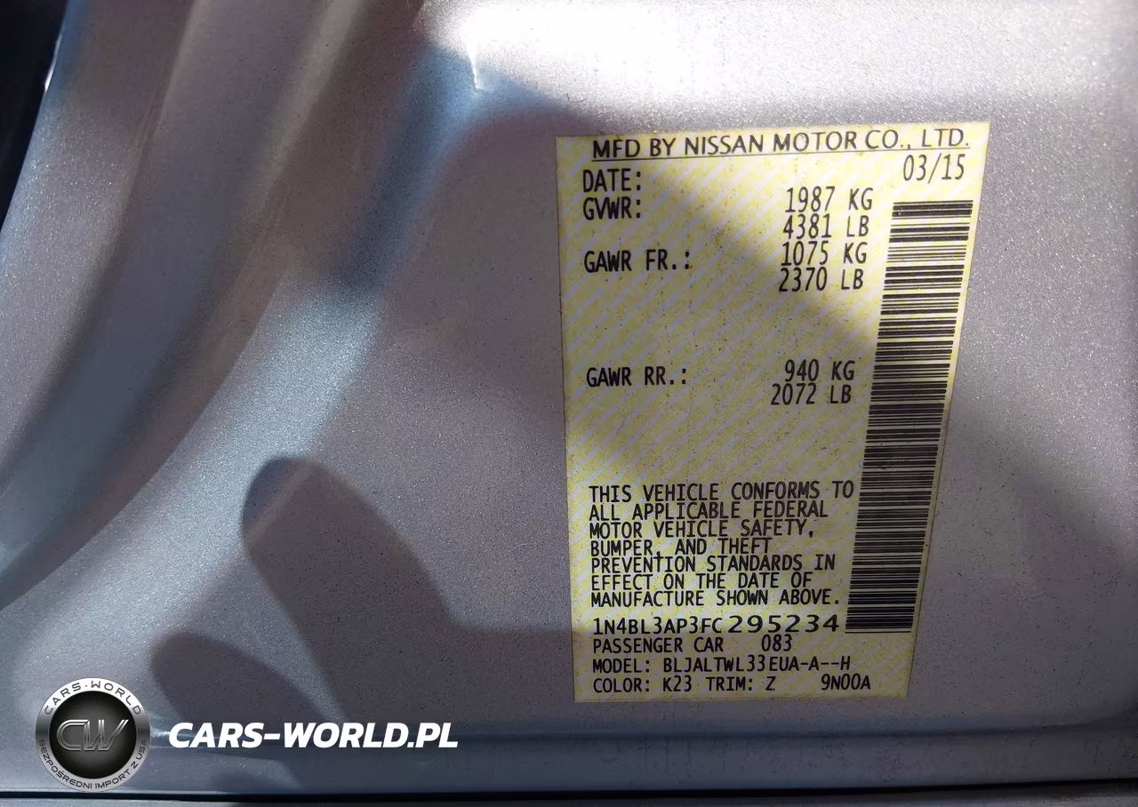 2015 Nissan Altima 3.5 Sl VIN:1N4BL3AP3FC295234 - 9