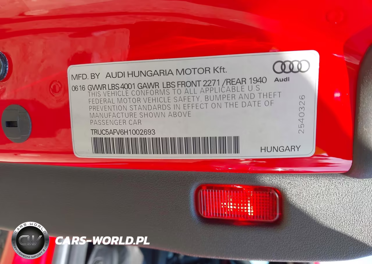2017 Audi Tt 2.0T VIN:TRUC5AFV6H1002693 - 9