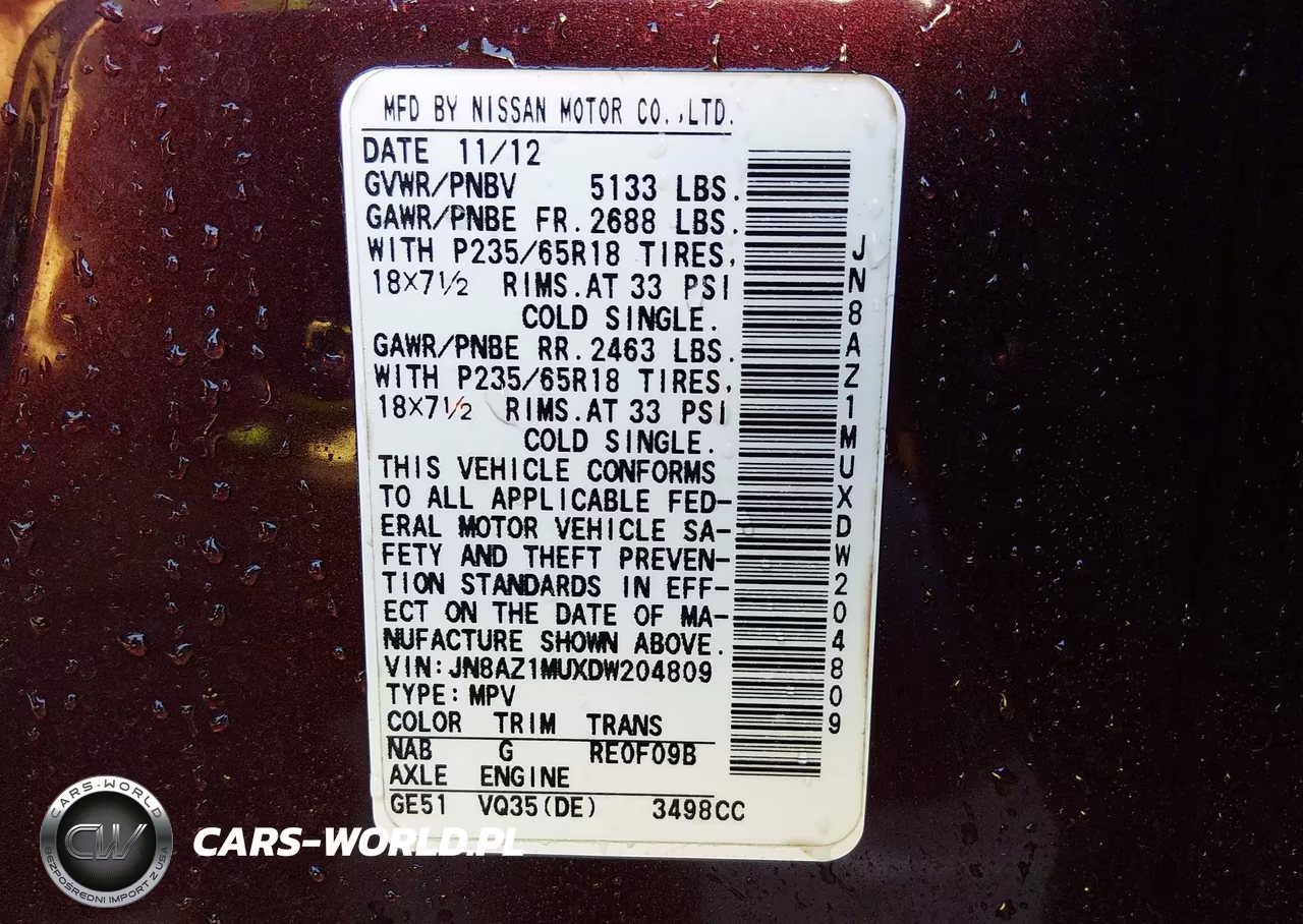 2013 Nissan Murano S VIN:JN8AZ1MUXDW204809 - 9