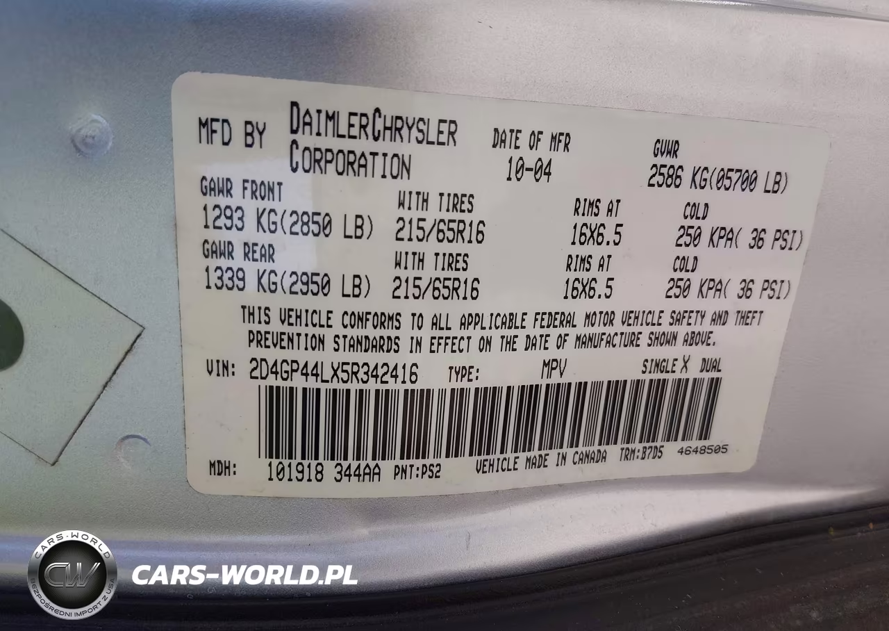 2005 Dodge Grand Caravan Sxt VIN:2D4GP44LX5R342416 - 9