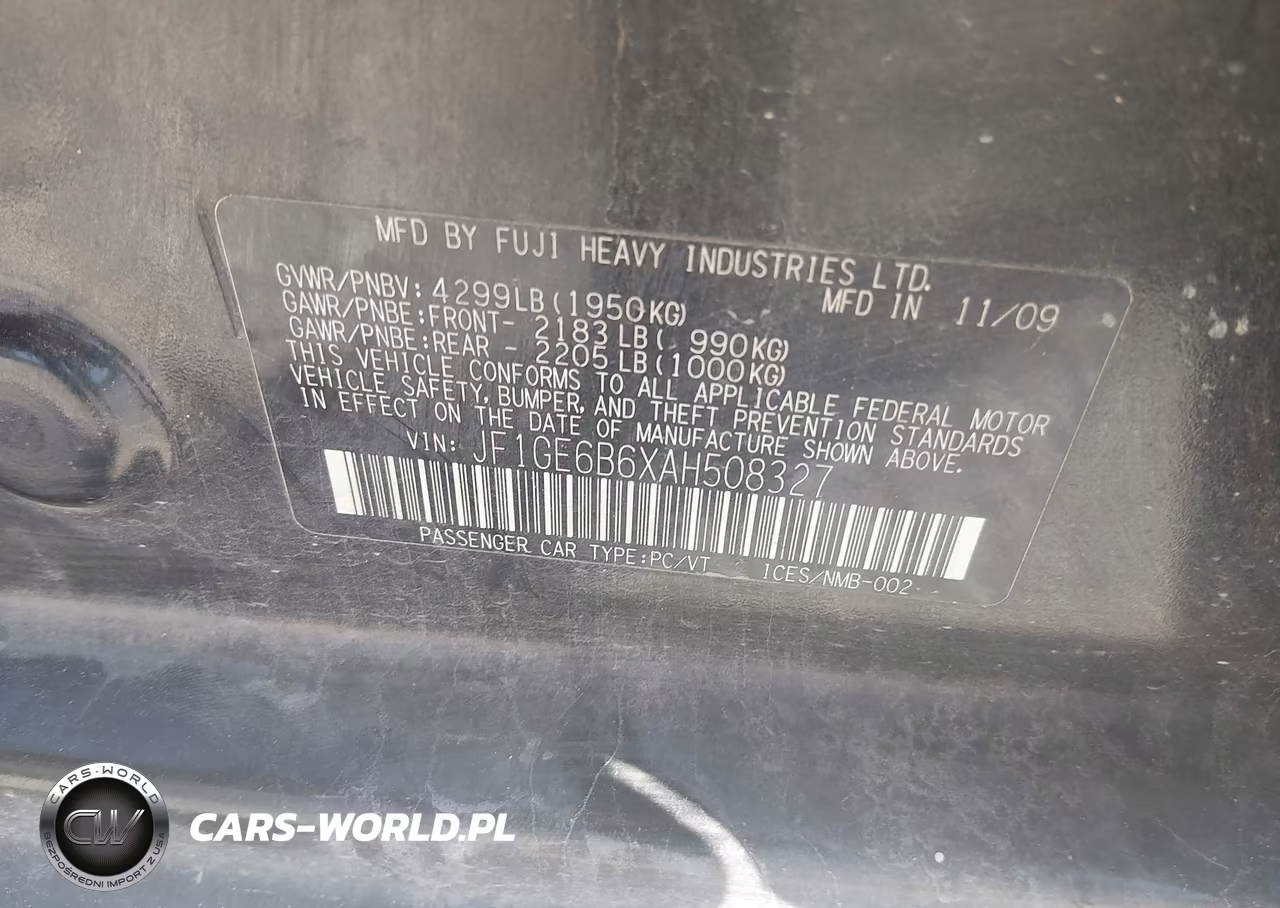 2010 Subaru Impreza 2.5I Premium VIN:JF1GE6B6XAH508327 - 9