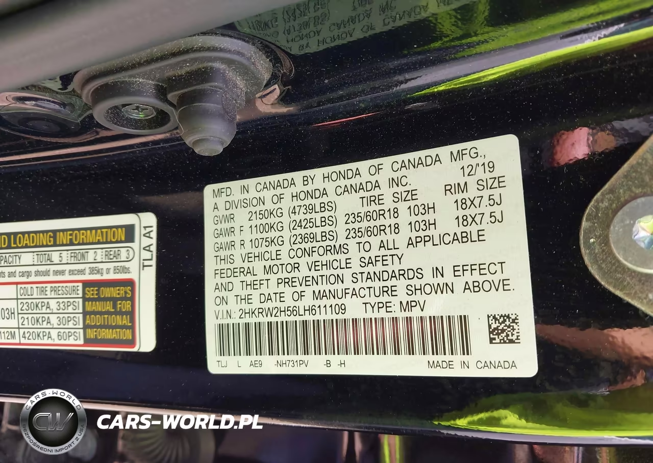 2020 Honda Cr-V Awd Ex VIN:2HKRW2H56LH611109 - 9