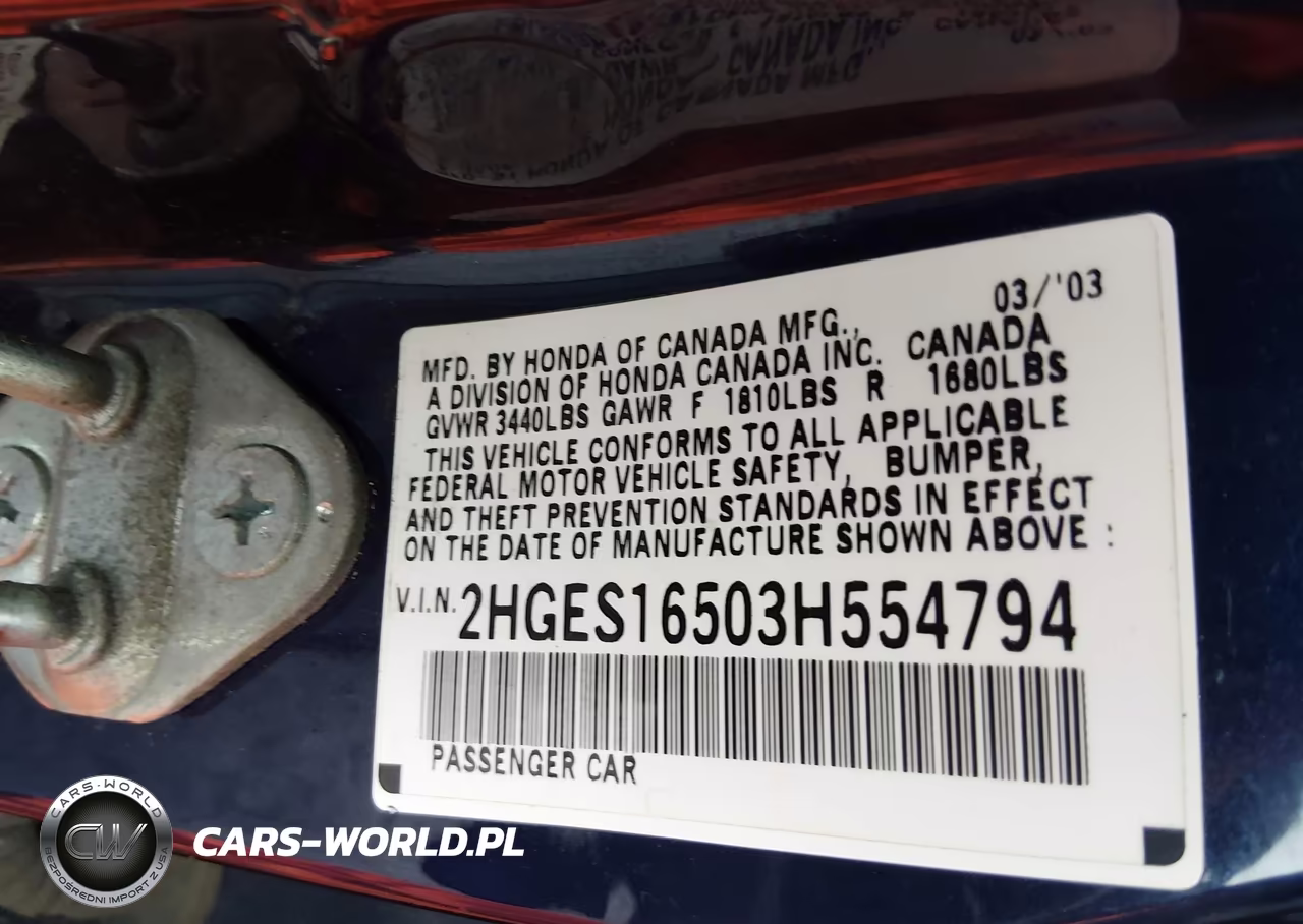 2003 Honda Civic Lx VIN:2HGES16503H554794 - 9