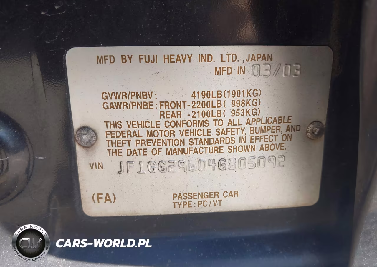 2004 Subaru Impreza Wrx VIN:JF1GG29604G805092 - 9