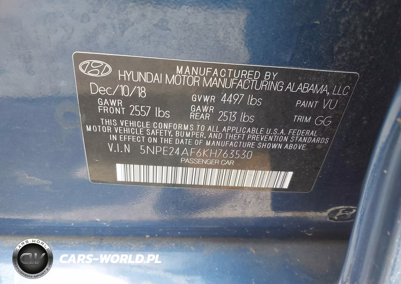 2019 Hyundai Sonata Se VIN:5NPE24AF6KH763530 - 9