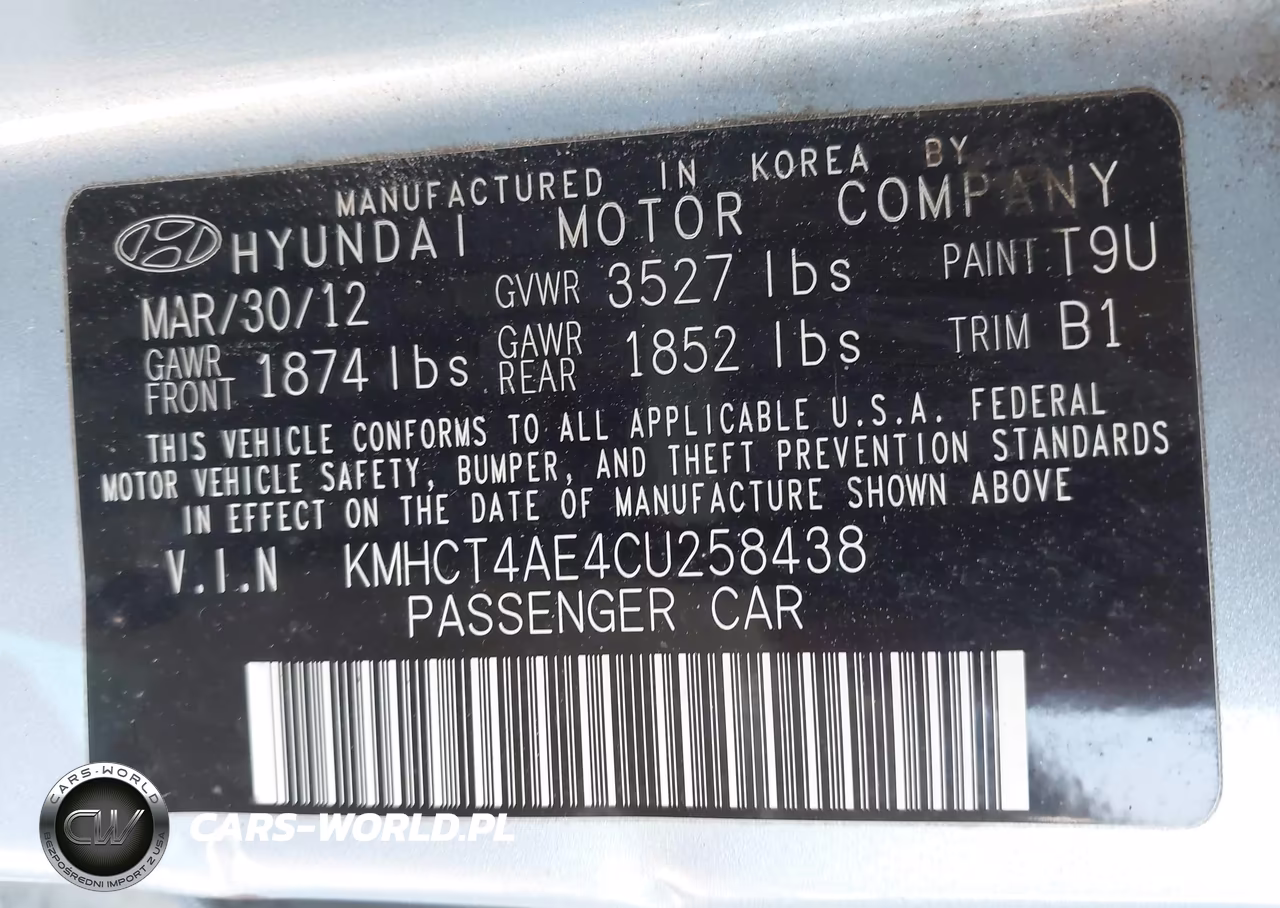 2012 Hyundai Accent Gls VIN:KMHCT4AE4CU258438 - 9