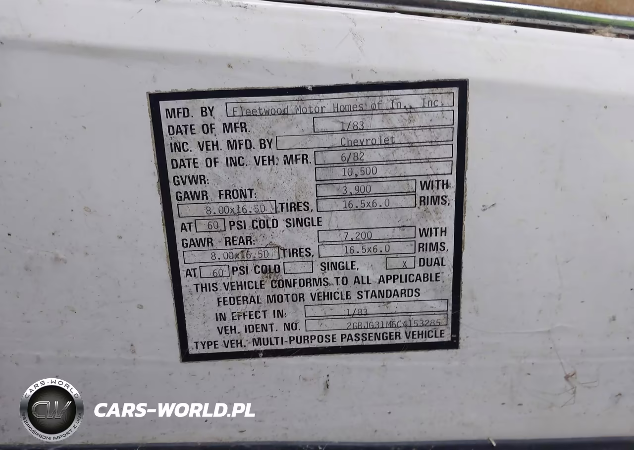 1982 Chevrolet G30 VIN:2GBJG31M6C4153285 - 8