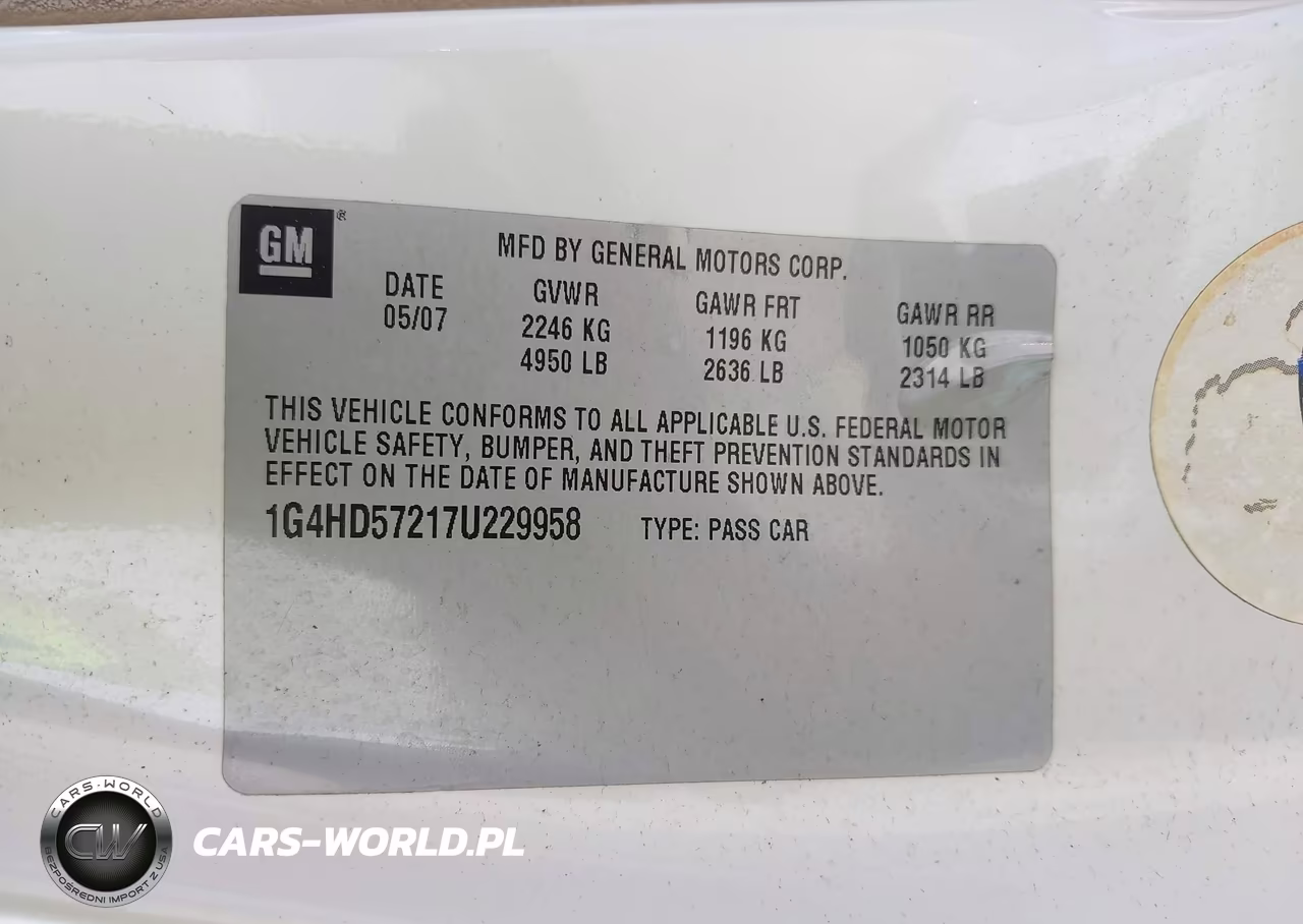 2007 Buick Lucerne Cxl VIN:1G4HD57217U229958 - 9