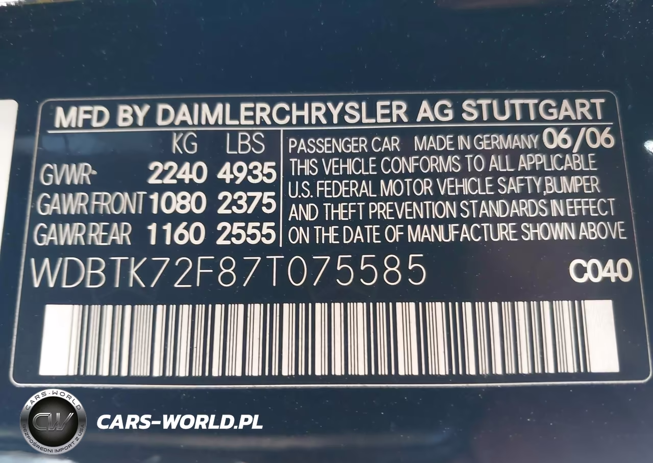 2007 Mercedes-Benz Clk 550 VIN:WDBTK72F87T075585 - 9