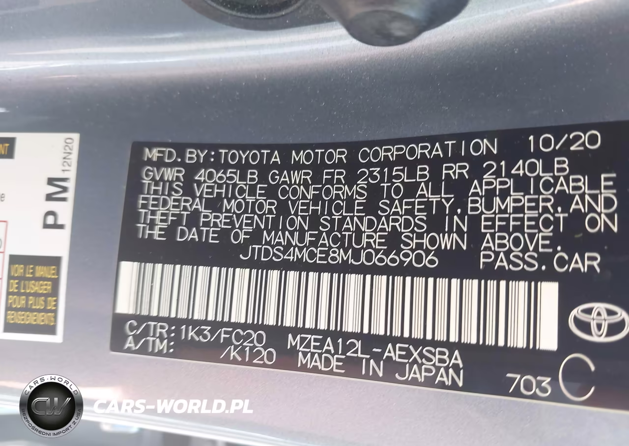 2021 Toyota Corolla Se VIN:JTDS4MCE8MJ066906 - 9
