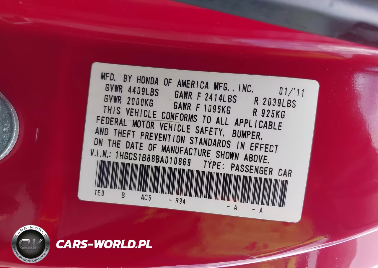 2011 Honda Accord 2.4 Ex-L VIN:1HGCS1B88BA010869 - 9