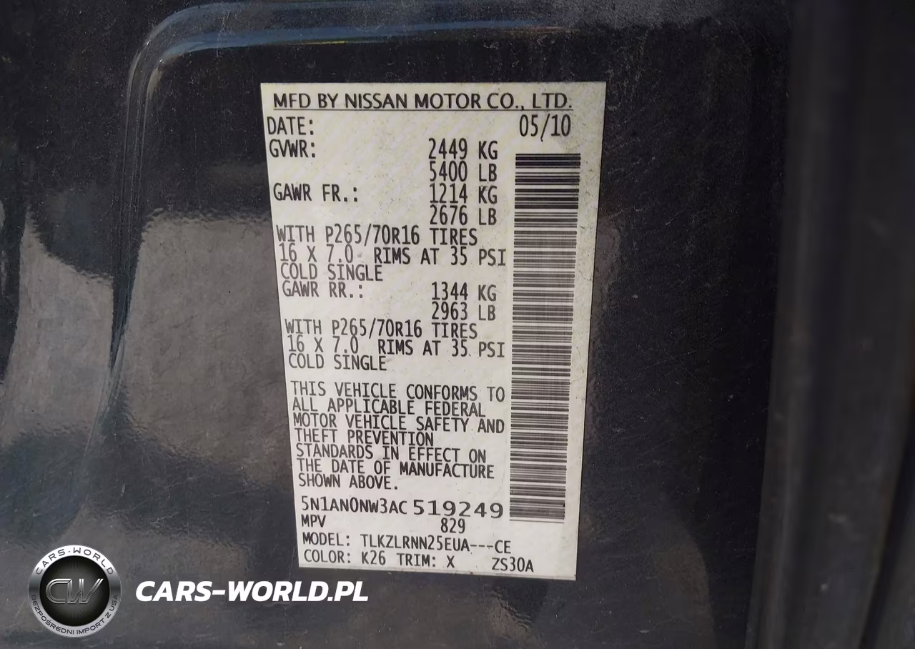 2010 Nissan Xterra S VIN:5N1AN0NW3AC519249 - 9
