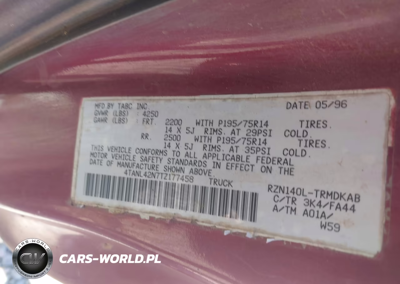 1996 Toyota Tacoma VIN:4TANL42N7TZ177458 - 9