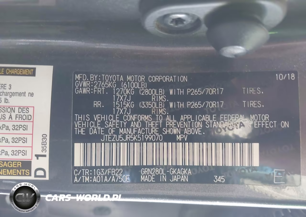2019 Toyota 4Runner Sr5 VIN:JTEZU5JR5K5199070 - 9