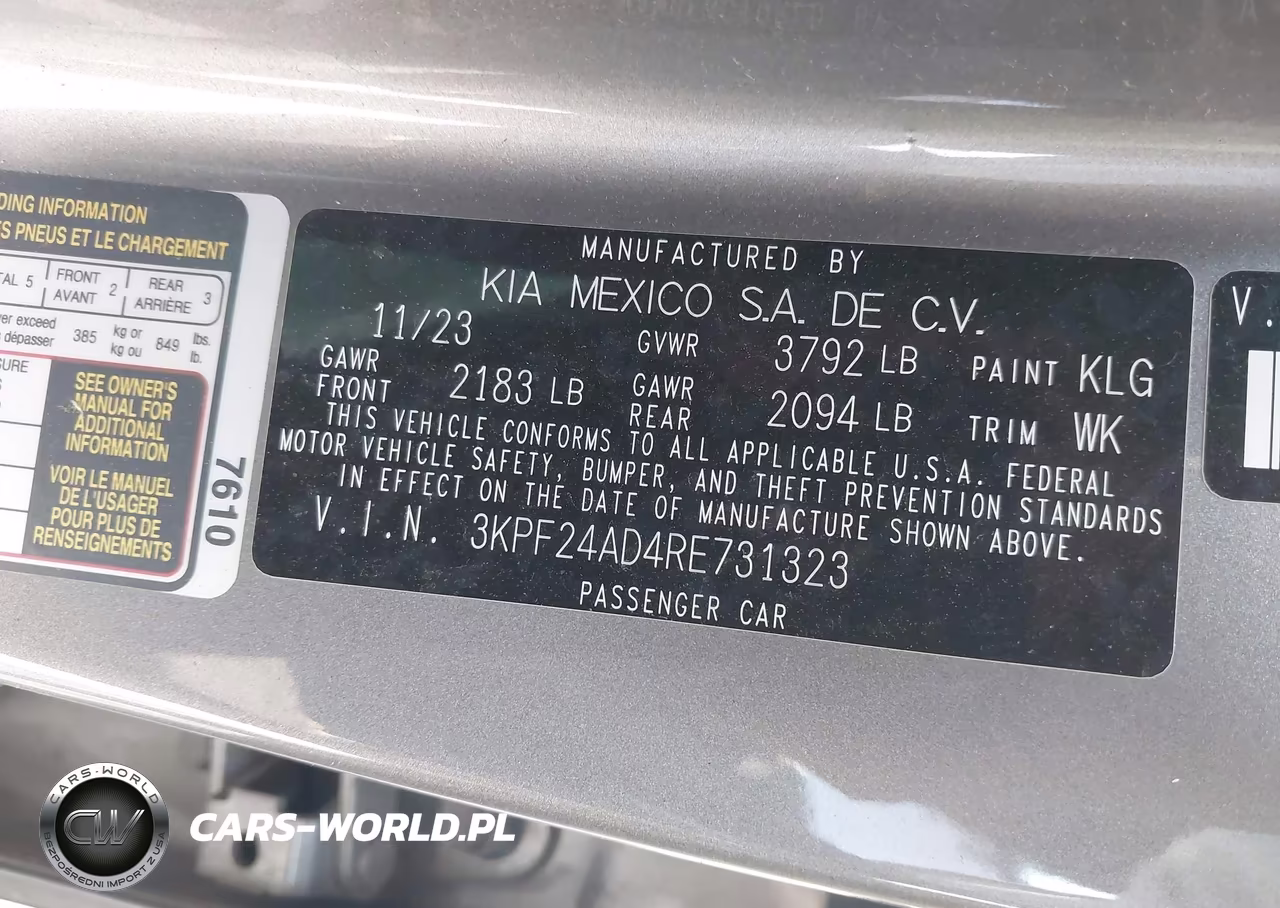 2024 Kia Forte Lxs VIN:3KPF24AD4RE731323 - 9