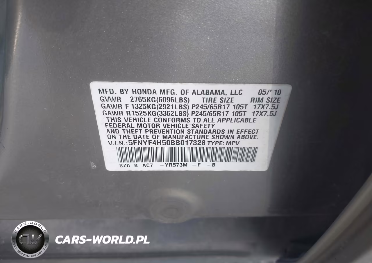 2011 Honda Pilot Ex-L VIN:5FNYF4H50BB017328 - 9