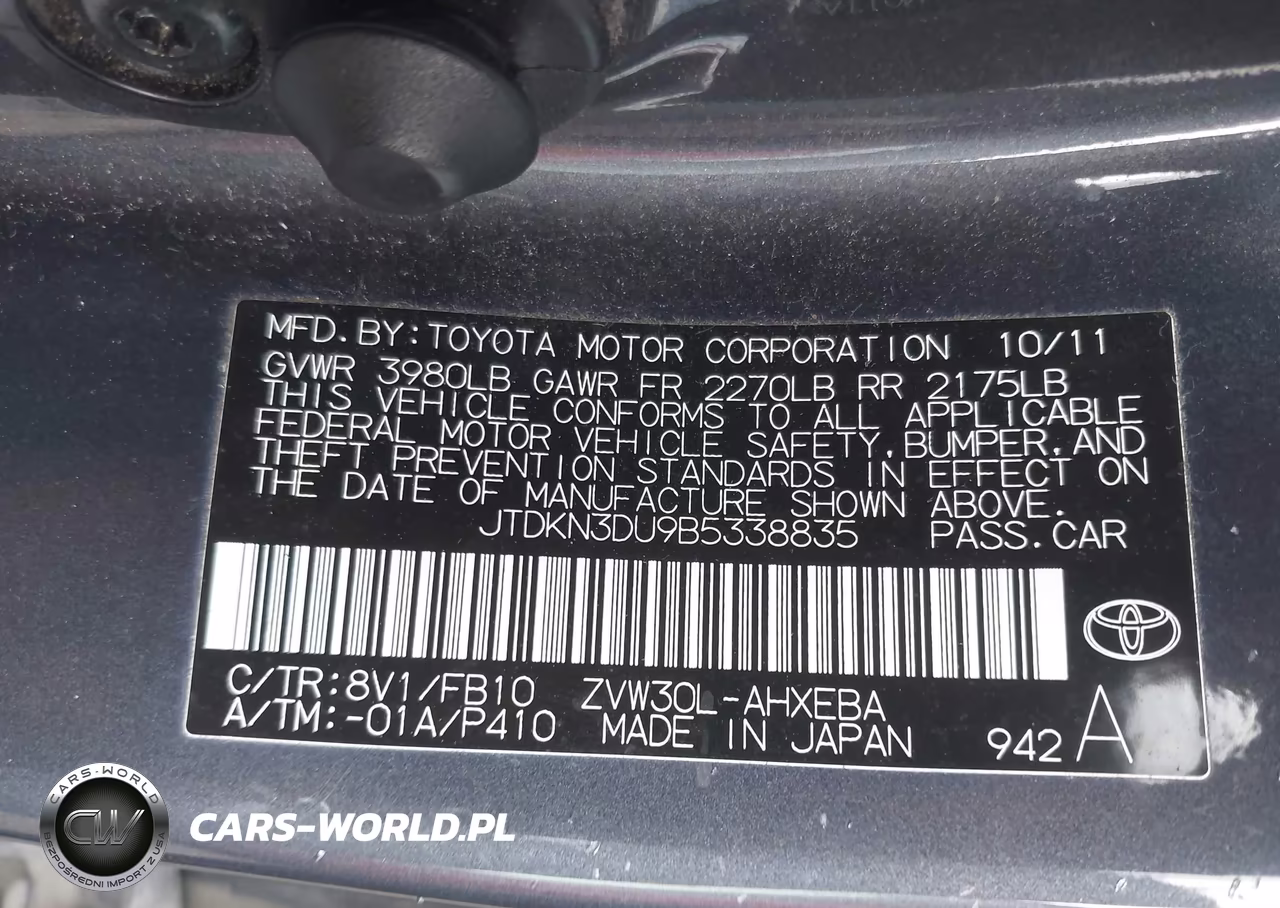 2011 Toyota Prius VIN:JTDKN3DU9B5338835 - 9