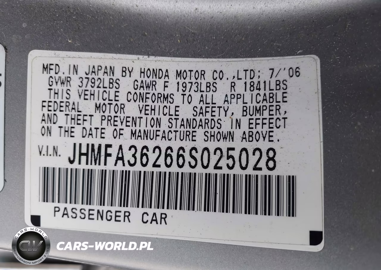 2006 Honda Civic Hybrid VIN:JHMFA36266S025028 - 9