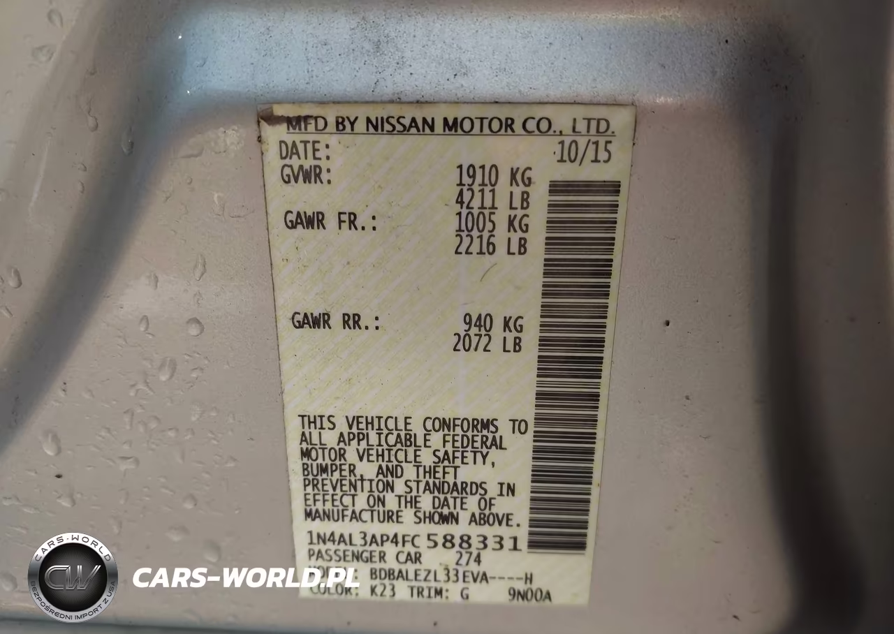 2015 Nissan Altima 2.5 S VIN:1N4AL3AP4FC588331 - 9
