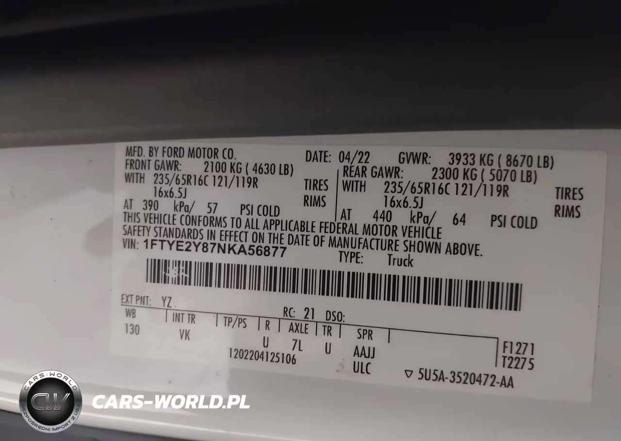2022 Ford Transit-150 VIN:1FTYE2Y87NKA56877 - 9